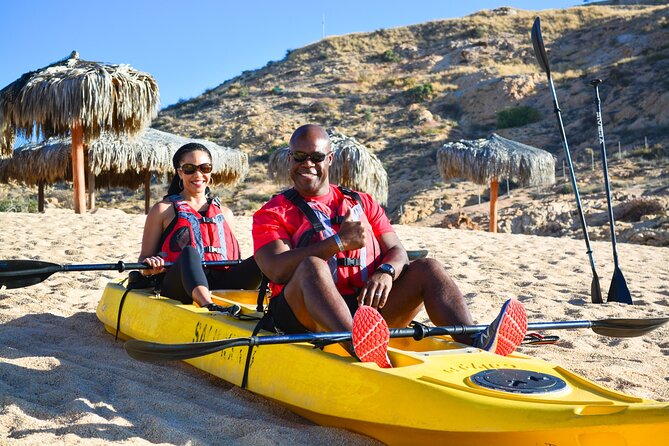 Cabo San Lucas Glass Bottom Kayak Tour and Snorkel at Two Bays - Chileno Bay: gentle waves on a big postcard-style coastline
