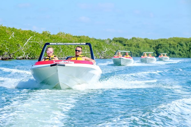 Cancun speedboat and snorkel tour: shared speedboat - Nichupte Lagoon at speed: the mangrove canals you get to fly through