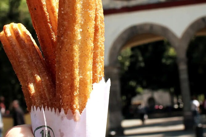 Frida Kahlo VIP [Museum Tickets Included] Walk, Markets & Churros - Jardín Centenario and the coyote sculpture plus San Juan Bautista Church