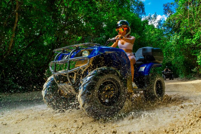 From Playa del Carmen ATV Adventure with Ziplines, Cenote - Ziplines and the cenote jump: thrill level, limits, and phone rules