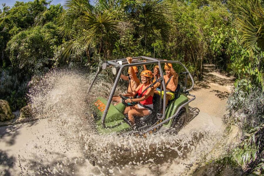 From Playa del Carmen: Xplor Park Admission, Full Day - First stop: the underground river swim and rafting in cave waters