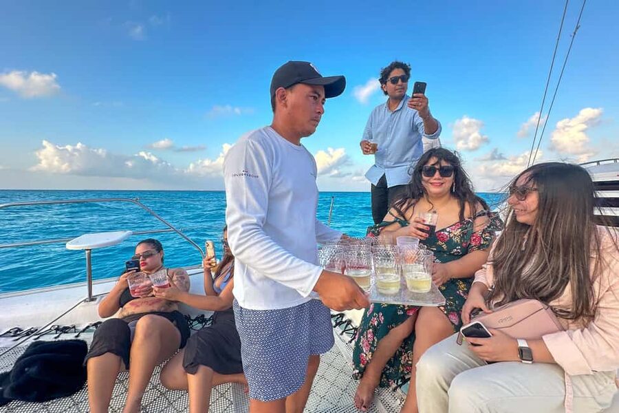 Isla Mujeres: Catamaran Ride with Open Bar, Snorkeling, and Lunch - Value for $56 Plus the $20 Port Fee