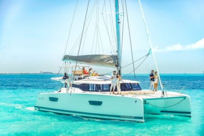 Isla Mujeres luxury catamaran with premium open bar and lunch