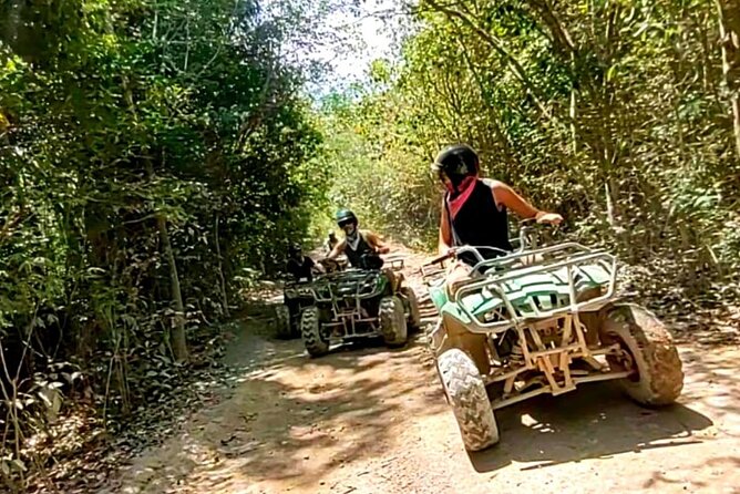 Maya Adrenaline Tulum: Cenote + 5 Ziplining + ATV Adventure - ATV Time on Muddy Jungle Roads: fun driving, but wear the right gear