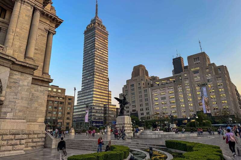 Mexico City at Night Walking tour with optional Torre Latino - San Francisco, Banamex Culture Palace, and Casa de los Azulejos
