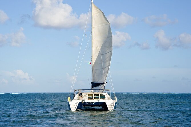 Puerto Morelos Secret Sandbar Catamaran Sail - The Secret Sandbar stop: shallow water, floating mats, and paddle boards