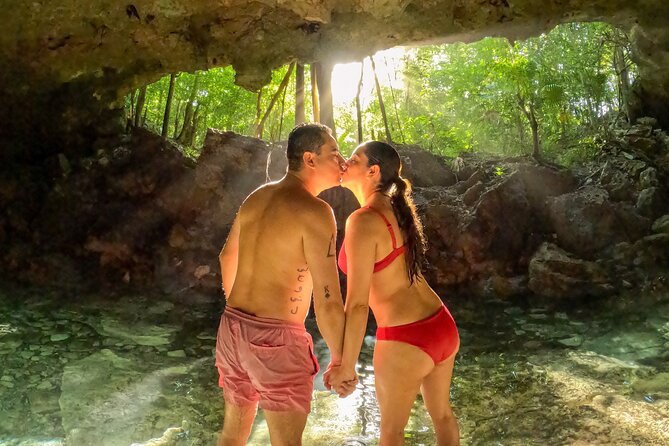 Ride to a life changing cenotes tour - Cenote stop two: semi-open swimming and sunlight in the water