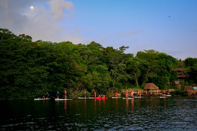 Sunrise Paddle Quest: Embrace the Dawn on Bacalar's Waters - Black Cenote sunrise break: photos, fruit, hydration, and calm